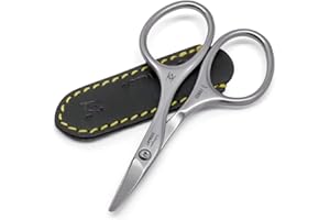 GERMANIKURE Rounded Baby Nail Scissors - FINOX Surgical Stainless Steel baby scissors and Manicure Tools in Leather Case - Self Grooming Scissors for nails Ethically Made in Solingen Germany - 4701