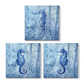 3 Piece Canvas Wall Art - Ocean Theme Mediterranean Style - Canvas Prints Home Artwork Decoration for Living Room,Bedroom - 12"x12"x3 Panels