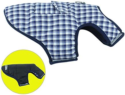 Petslove Cold Weather Reversible Dog Jacket Coat Pet Clothes Parka Dog Warm Clothing for Winter for Small Medium and Large Dog Blue Plaid L