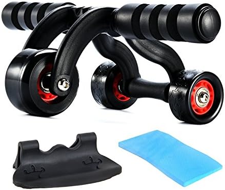 JOMIGLI 3 Wheel Ab Roller Abdominal Training Rollers Exercise Equipment Push-Up Stands with Knee Pad & Floor Stopper