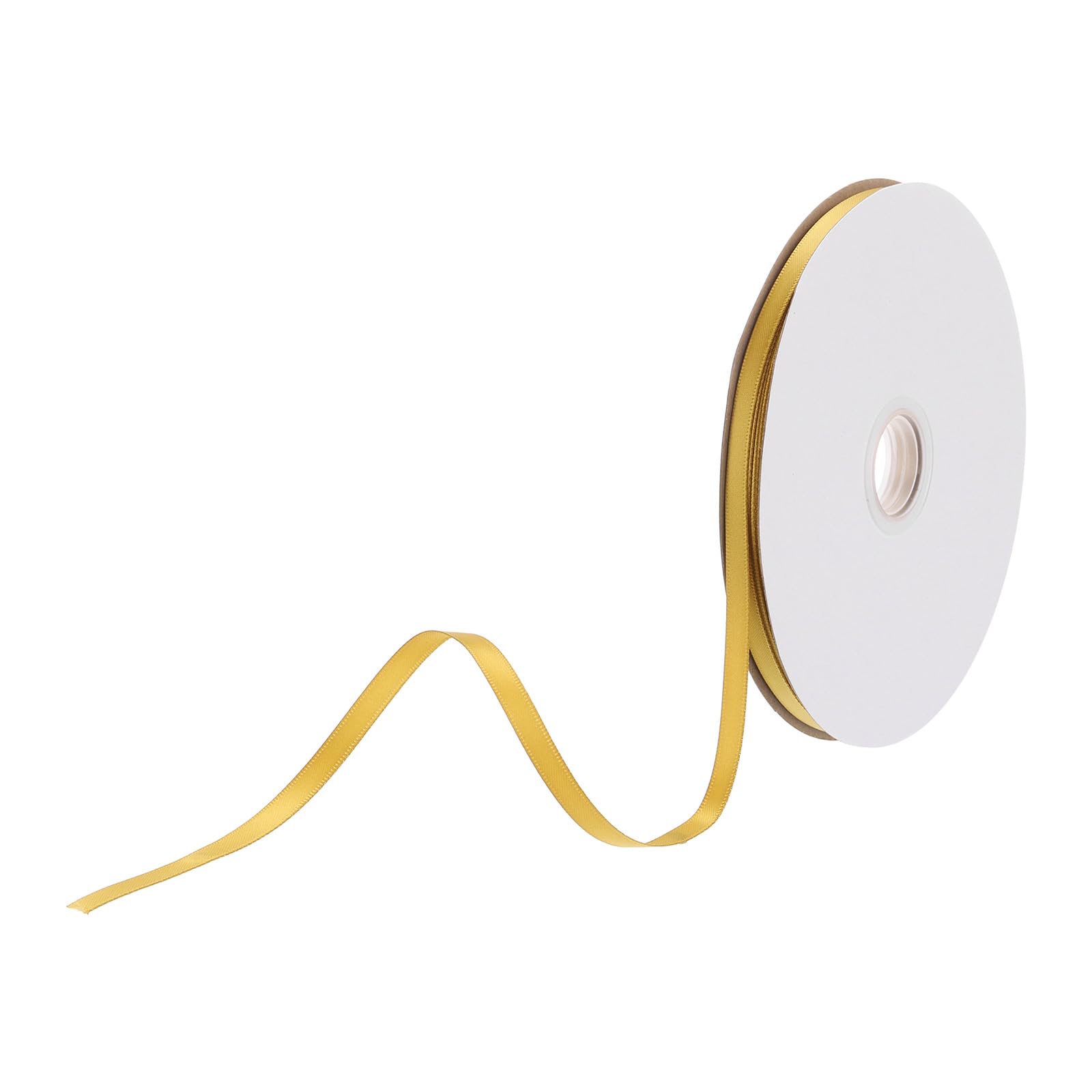 DMiotech 6mm Satin Ribbon 64m/210ft Thin Double Face Fabric Grosgrain Ribbon for Gift Wrapping Floral Hair Flower Bouquet, Gold Yellow