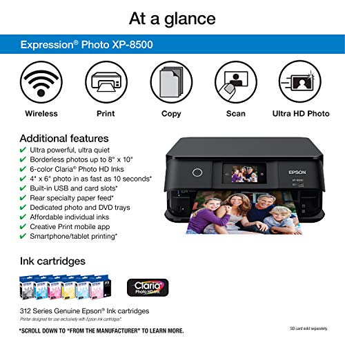 Epson Expression Photo XP8500 Wireless Color Photo Printer with