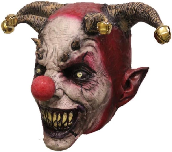 Halloween Clown Costume Latex JIngel Bell Joker Mask One Size Fits Most