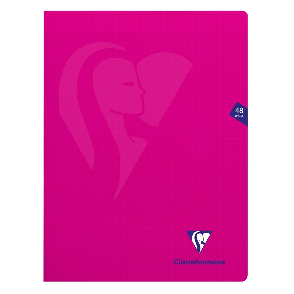 Clairefontaine 313311C - One Pink Mimesys Stapled Notebook - Dimensions: 24 cm x 32 cm - 48 Seyes Ruled Pages - 90 g White Vellum Paper - Polypro Cover