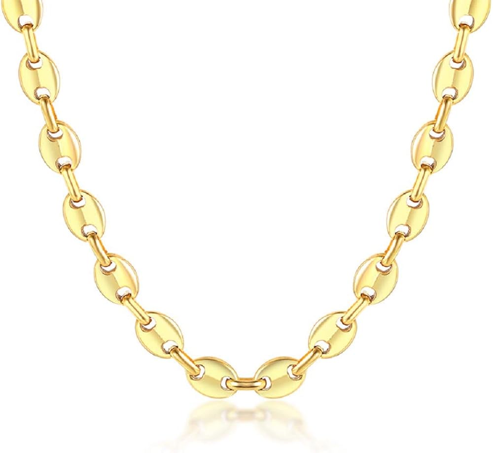 Rockyu Coffee Bean Necklace for Women Gold Plated Stainless Steel 15