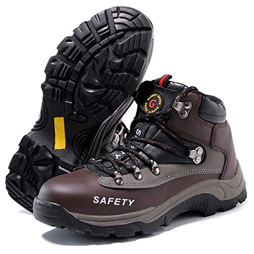 SUADEX Winter Safety Work Boots, Waterproof Steel Toe Cap Fur Lined Shoes, Industrial and Construction Hiking Sneakers, Brown 40 - Thumbnail 5