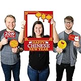Chinese New Year - 2019 Year of The Pig Party Selfie Photo Booth Picture Frame & Props - Printed on Sturdy Material