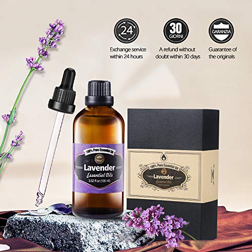 Aceite Esencial de Lavanda Puro aceite 100% orgánico, prensado en frío, filtrado y sin quemar, para pelo, piel, barba, cuerpo y uñas