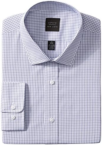 Oxford NY Men's Graph Check Spread Collar, Blue/White, 17.5 34/35