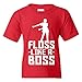UGP Campus Apparel Floss Like A Boss - Flossin Dance Funny Emote Youth T Shirt - Medium - Red
