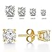 LIEBLICH Round Cut Cubic Zirconia Stud Earrings Stainless Steel Yellow Gold Plated Earrings Set 4 Pairs 3mm-6mm