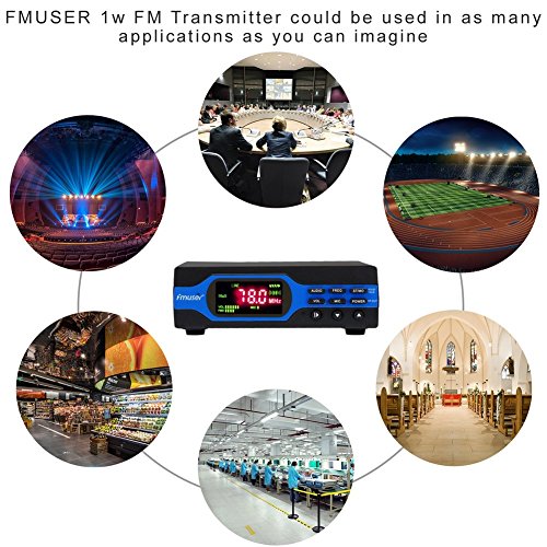 FMUSER 1W Low Power FM Radio Transmitter, 0-1W Adjustable PLL Stereo FM Broadcast Antenna Set Long Range Coverage, Bluetooth/TF Card/MIC Input for Conference/Outdoor Drive-in Theater/Parking Lot - Thumbnail 7