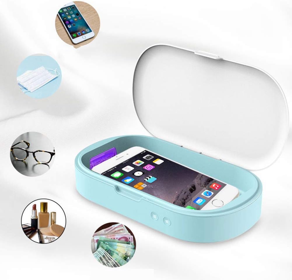 LTLGHY UV Cell Phone Sanitizer, Portable Smart Phone Sterilizer, Aromatherapy Function Disinfector, iPhone Cleaner with USB Charging for iOS Android Mobile Phone Toothbrush Pacifier-Blue