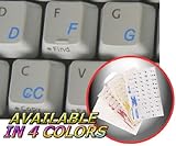 PORTUGUESE BRAZILIAN KEYBOARD STICKERS WITH BLUE LETTERING ON TRANSPARENT BACKGROUND FOR DESKTOP, LAPTOP AND NOTEBOOK