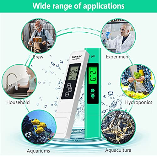 Digital PH Meter, PH and TDS Meter Combo, PH TDS EC & Temperature 4-in ...