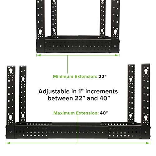 Navepoint 45U Professional 4-Post IT Open Frame Server Network Relay Rack 7 Feet Tall Black