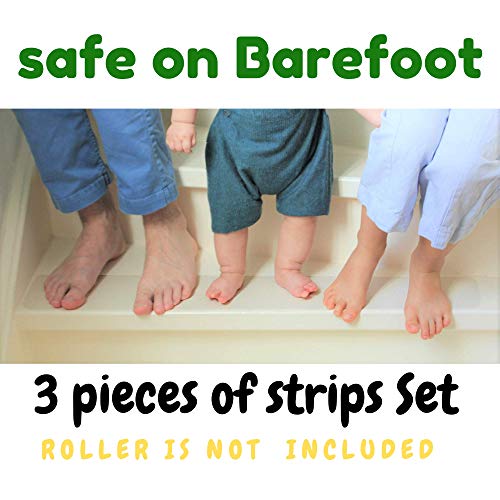 Rubber Stair Treads Non-Slip Tape Transparent Anti Skid Clear Grip Adhesive Step Indoor Wood Safety Floor Dog Kids Pet Waterproof Staircase Hardwood (3 Pieces of 30x6 inches)
