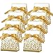 100 Pack Party Favor Boxes, Gold Decorative Boxes with Ribbons, for Small Party Gift, Chocolate, Wedding Cake Slices