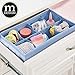 mDesign Soft Fabric Dresser Drawer/Closet Divided Storage Organizer Bins for Nursery - Holds Blankets, Bibs, Socks, Lotion, Clothes, Shoes, Toys - Set of 5 - Blue Herringbone