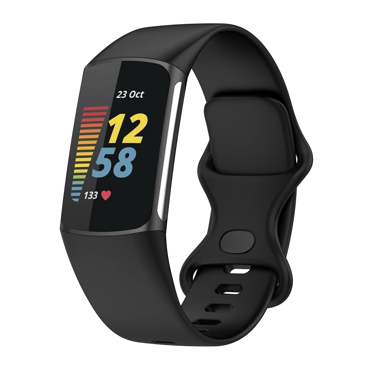 Wownadu Straps Compatible for Fitbit Charge 5 / Charge 6 Strap Men Women,Accessories Sport Silicone Replacement Wristband Graphite, L (No watch)