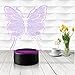 3D Illusion Butterfly Night Light Lamp with 7 Color Change, Touch Base, Power by AA Batteries