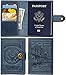 Villini - Leather RFID Blocking US Passport Holder Cover ID Card Wallet - Travel Case (Light Blue)