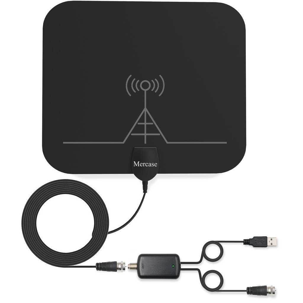 テレビ アンテナ 室内 地デジ ペーパーアンテナ 96KM受信範囲 取り外し可能増幅器と4メートルケーブル付き USB式 4K 1080P デジ HDTV 簡単設置 (ブラック)
