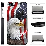 [TeleSkins] - American Bald Eagle Patriotic - iPhone SE / 5 / 5S Black Plastic Case - Ultra Durable Slim & HARD PLASTIC Protective Vibrant Snap On Designer Back Case / Cover. [Fits iPhone SE / 5 / 5S]