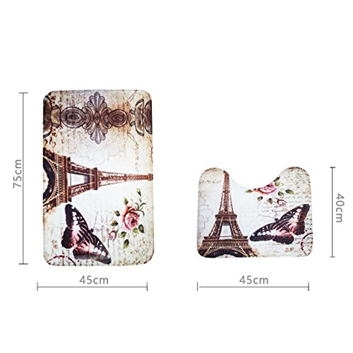 Smartcoco Paris Eiffel Tower Flannel 2pcs/set Bath Pedestal Rug Cover Bathroom Bath Mat Kit Household Bathroom Carpets Design Decor Houseware - Thumbnail 5