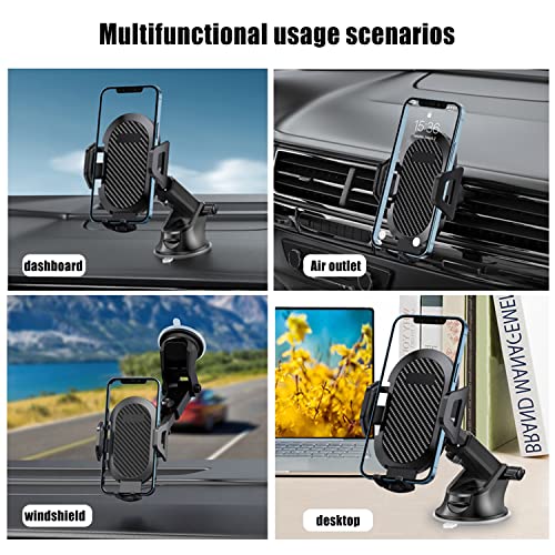 KFECX Car Phone Mount，Long Arm Suction Cup Mobile Phone Holder [Strong and Sturdy] Vent Hands Free Clip Cell Phone Holder Compatible with All Mobile Phones