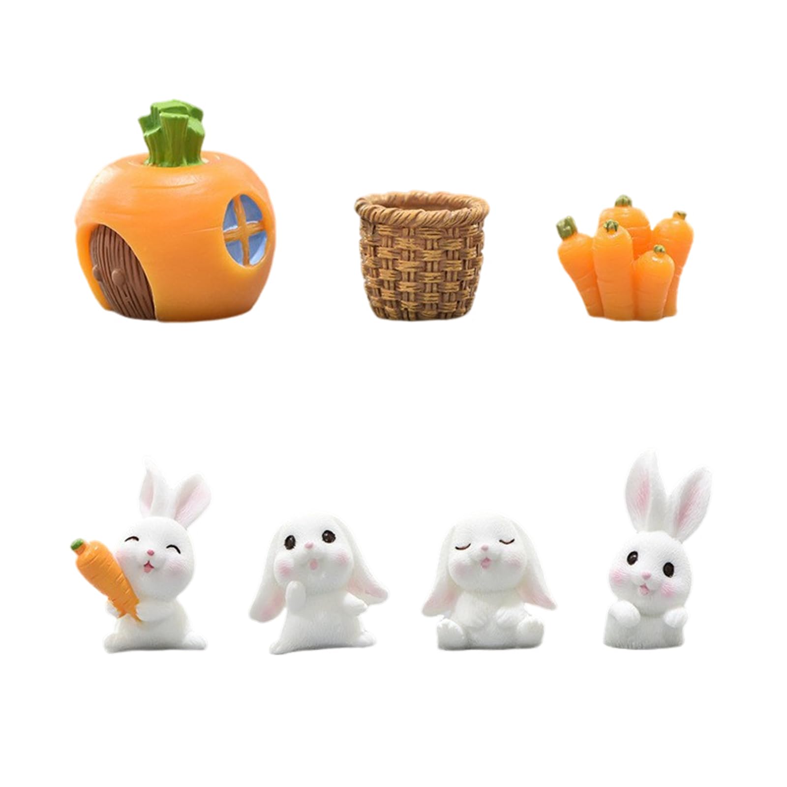 7Pcs Rabbit Figures - Miniature Rabbit & Bunny Cake Toppers, Easter Decorations & Party Favors