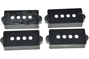 KAISH 4pcs P Bass Style Pickup Covers 4 String Electric Bass Pickup Covers for Precision P Bass Black