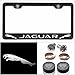 Fit Jaguar Laser Engraved License Plate Frame Made of Industrial Grade Powder Coated Black Matte Black Stainless Steel w/ Caps and Accessories
