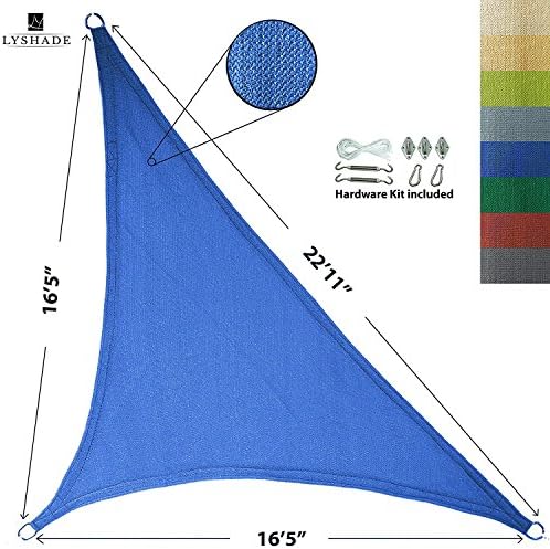LyShade 12' x 12' x 17' Right Triangle Sun Shade Sail Canopy with Stainless Steel Hardware Kit (Blue) - UV Block for Patio and Outdoor