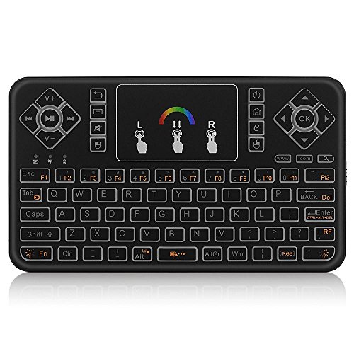 Click Here to See More Images FTXJ Small 2.4G Backlit Wireless Touchpad Keyboard Air Mouse For PC Pad Android TV Box (A)