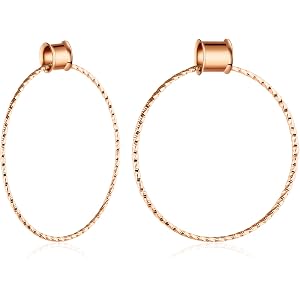 Aienid Large Hoop Ear Gauges Stainless Steel Double Flared Tunnels Plugs for Women 6mm-20mm Body Piercing Jewelry