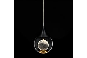 JoollySun Crystal LED Pendant Light: Black Modern Mini Light Fixtures Ceiling Hanging for Kitchen Island Bathroom