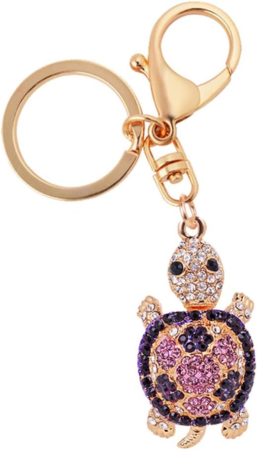 Turtle Keychain Novelty Rhinestone Animal Key Chain Fashion Metal Crystal Key Purse Pendant Gift for Women,Black Keychain FBA