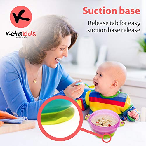 image for Ketakids Baby Bowls for Toddlers - 3 Size Spill Proof Stackable to go 
