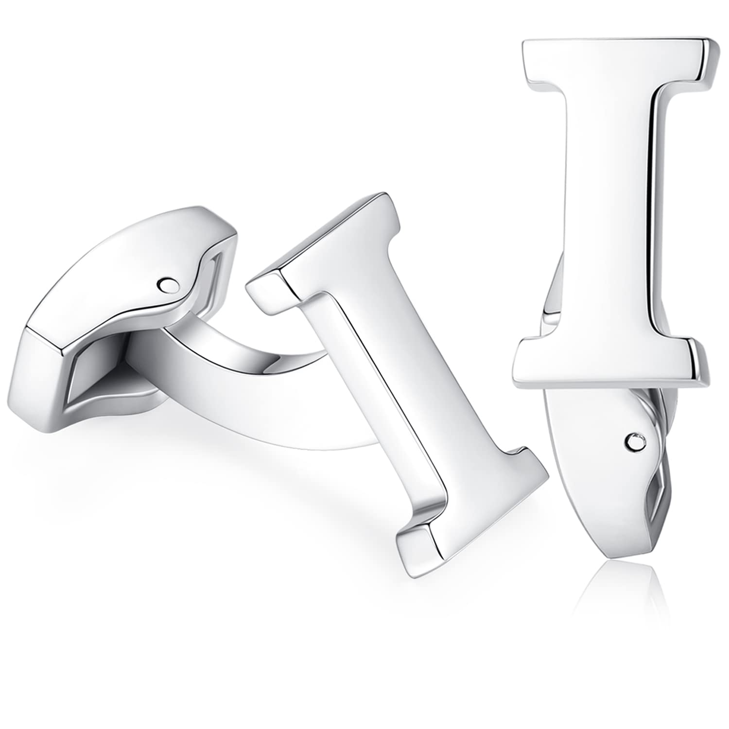 HONEY BEAR Hanana Mens Initial Alphabet Letter Cufflinks for Wedding Marriage Gift Silver