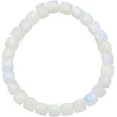 Healing Crystal Handmade 7-8mm Cube Lapis Beads Stretch Bracelets for Women Bohemian Boho Style Stretch Beaded Bracelet