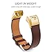 ANCOOL Compatible with Vivosmart HR Watch Bands Leather Wristbands Replacement for Vivosmart HR Tracker- Dark Brown