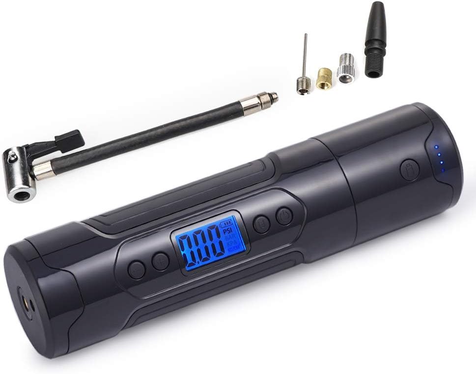 CARYWON Rechargeable Portable Air Compressor Mini Air Inflator Hand Held Tire Pump 1000mAh3 Battery with Digital LCD LED Light Lithium Battery 150PSI for Car Bicycle Tires