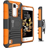 LG K8 Holster Case, LG Escape 3 Holster Case, CoverON® [Explorer Series] Holster Hybrid Armor Belt Clip Hard Phone Cover For LG K8 (K350N) / LG Escape 3 Case - Orange Neon