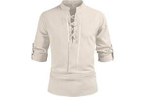 ATTBEA Mens Pirate Renaissance Costume Pirate Shirt Sleeveless Medieval Viking Gothic Celtic Pirate Vest for Men