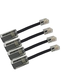 Cable de teléfono, glian paquete de 4 negro en espiral teléfono Cable 1.6 A 10 pies Siatelecoms fijo alambre de extensión modular RJ11 4P4 °C teléfono accesorio