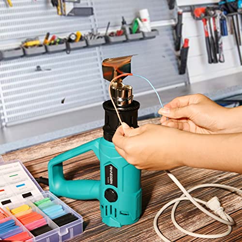 RHAEGON 1500W Heat Gun Variable Temperature Control (122℉-1202℉) and Dual Air Flow Hot Air Gun with Protective Nozzle Guard, Overload Protection, 4 Nozzles for Crafts and Home Improvement