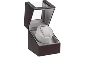 LINGFANSTORE Automatic Single Watch Winder with Quiet Japanese Motor,AC Adapter or Battery Powered,Premium Leather Exterior and Soft Flexible Watch Pillows for Men's and Women's Watches