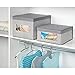 mDesign Soft Fabric Stackable Closet Storage Organizer Box with Clear Window and Attached Hinged Lid for Bedroom, Hallway, Entryway, Closets - Textured Print - 2 Sizes - Set of 2 - Gray