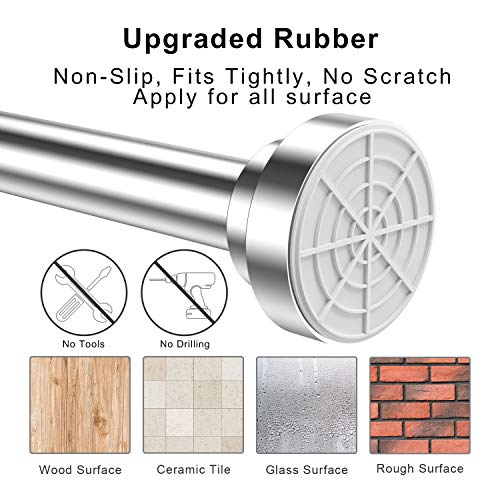 ALLRIER Tension Shower Curtain Rod - Never Rust Non-Slip Adjustable Closet Rod, Chrome, Tension Rod for Bathroom Kitchen Wardrobe Doorway Windows, No Drilling Stainless Steel Spring Tension Rod 25-43"